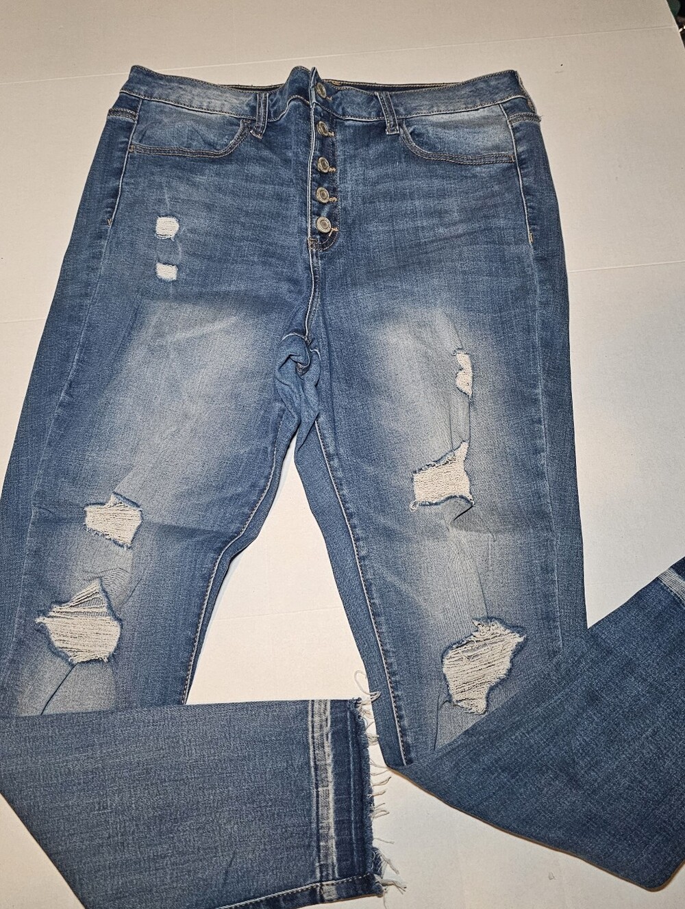 SO Jeans Button Fly Jeggings Size 17 Juniors Women's High Rise Stretch Denim